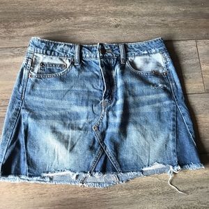 Distressed jean skirt